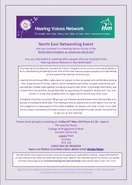 HVN North East Networking Event May 2013 flyer