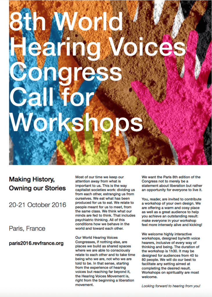 World Hearing Voices Congress 2016 - Call for Workshops